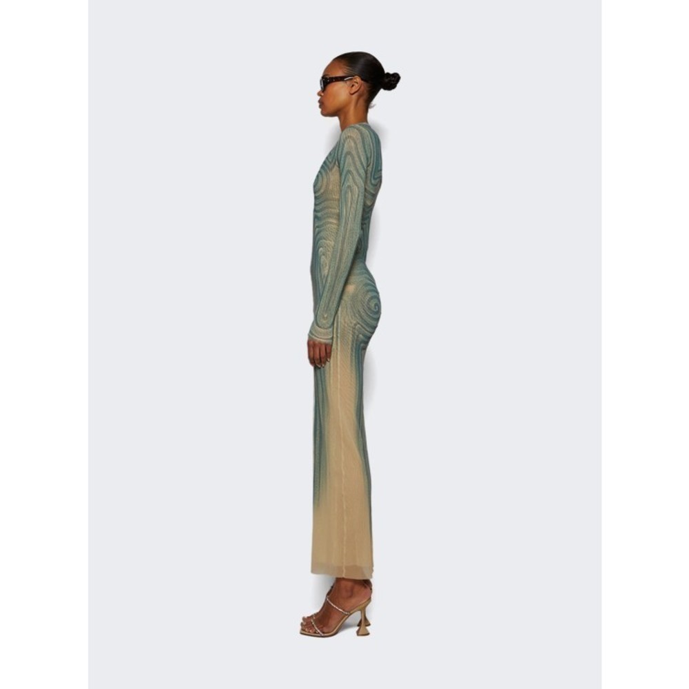 Jean Paul Gaultier Long Spiral Dress Ecru And Aqua - NWT - Picture 3 of 5